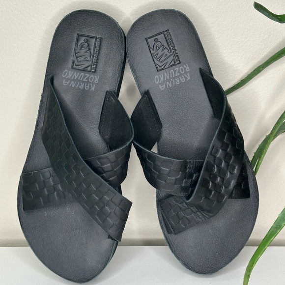 Vans Karina Rozunko Strap Mega Platform Sandal Black Woven Leather Woman 10 New - Picture 7 of 13